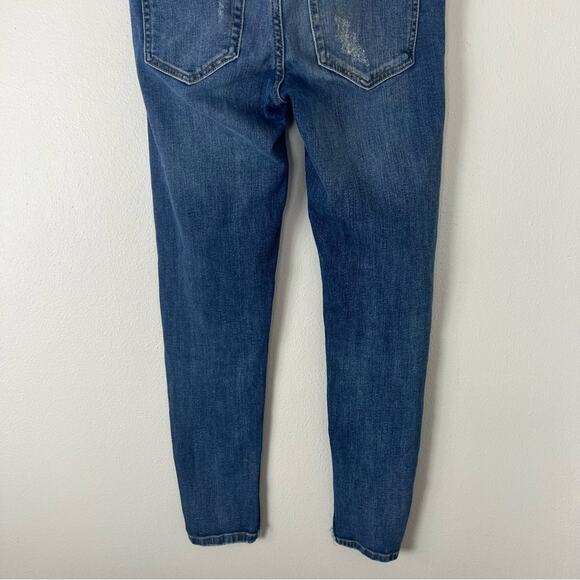 Zara Skinny Jeans Distressed Cut Off Ankle Medium Wash Blue - Picture 4 of 6